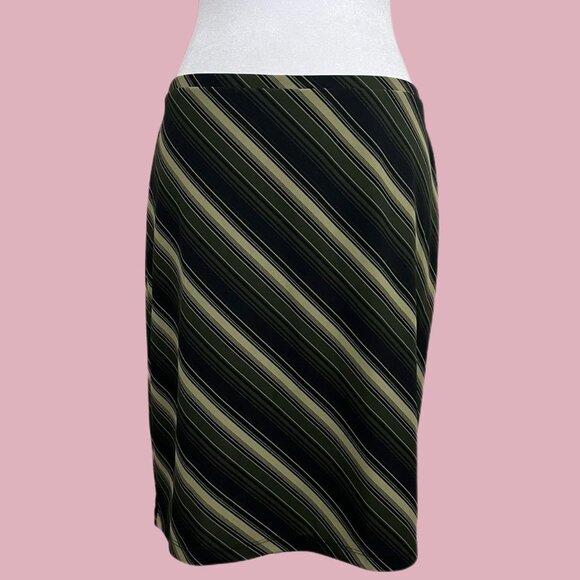 y2k green striped downtown it girl elevated basic skirt - Picture 1 of 8
